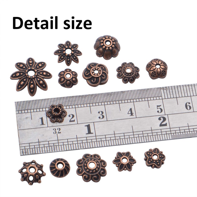 BronaGrand 100 Gram(About 180-350pcs) Bead Caps Metal Spacers Jewelry Findings Accessories for Bracelet Necklace Jewelry Making,Antique Copper - Image 5